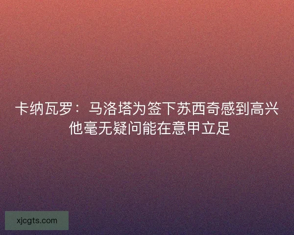 卡纳瓦罗：马洛塔为签下苏西奇感到高兴 他毫无疑问能在意甲立足